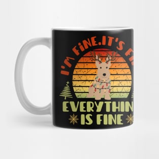 I'm fine.It's fine. Everything is fine.Merry Christmas  funny scottish terrier and Сhristmas garland Mug